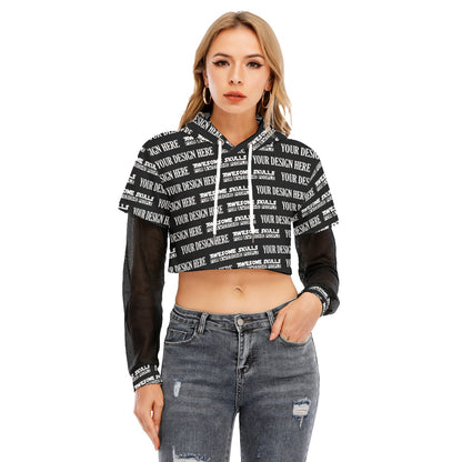 Custom print on demand pod Women's Hoodie Women's Two-piece Mesh Sleeve Cropped Hoodie