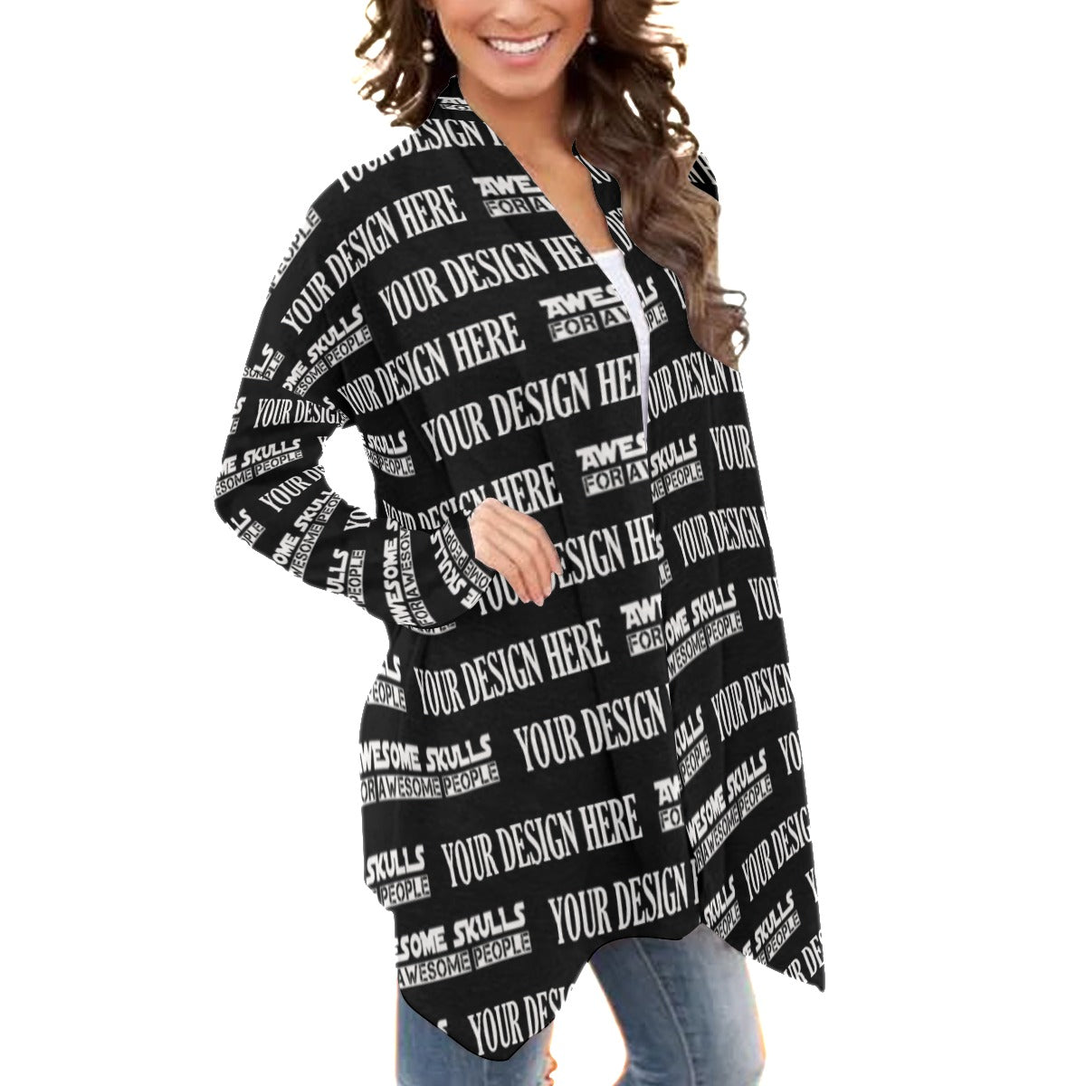 Custom Print on demand POD women's Knitwear & Cardigan Cardigan With Long Sleeve