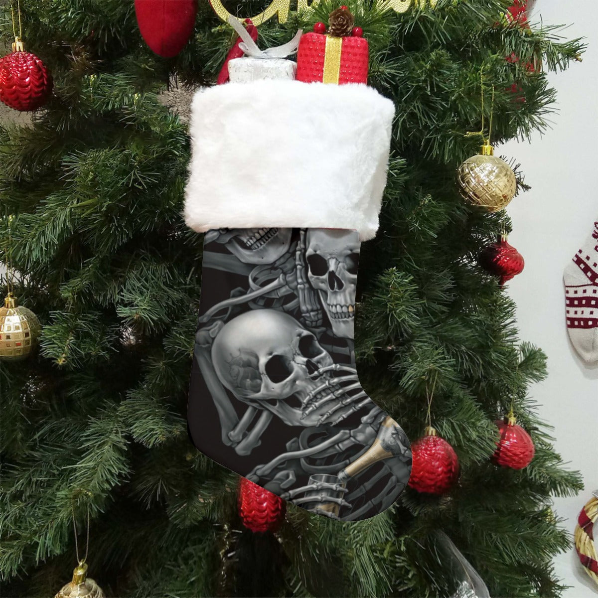 No see no hear no speak skull stocking All-Over Print Christmas Socks