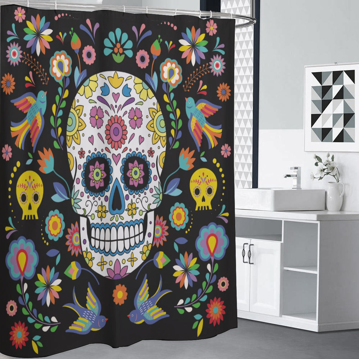 Sugar skull day of the dead Shower Curtains 150(gsm)