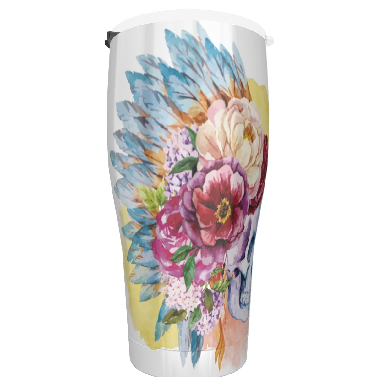 Floral skull Tumbler 30oz, Day of the dead sugar skull tumbler cup mug