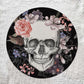 Floral skull Round doorplate with bow decoration, Skeleton skull doorplate decoration, Gothic decor