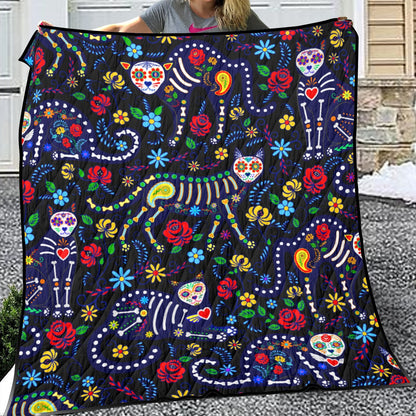 Cat sugar skull day of the dead Household Lightweight & Breathable Quilt