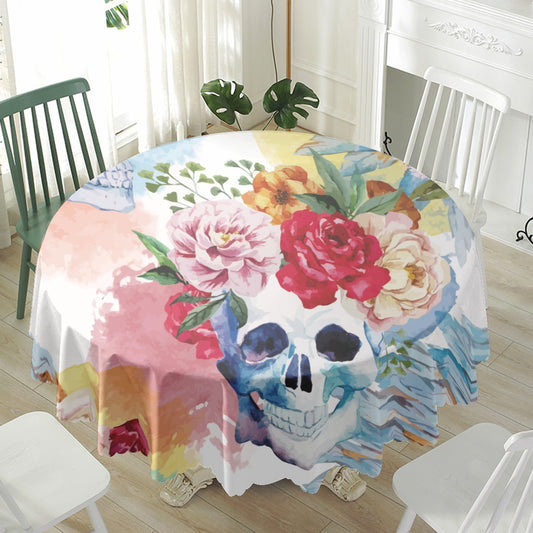 Floral sugar skull Waterproof tablecloth | Round 180(gsm)