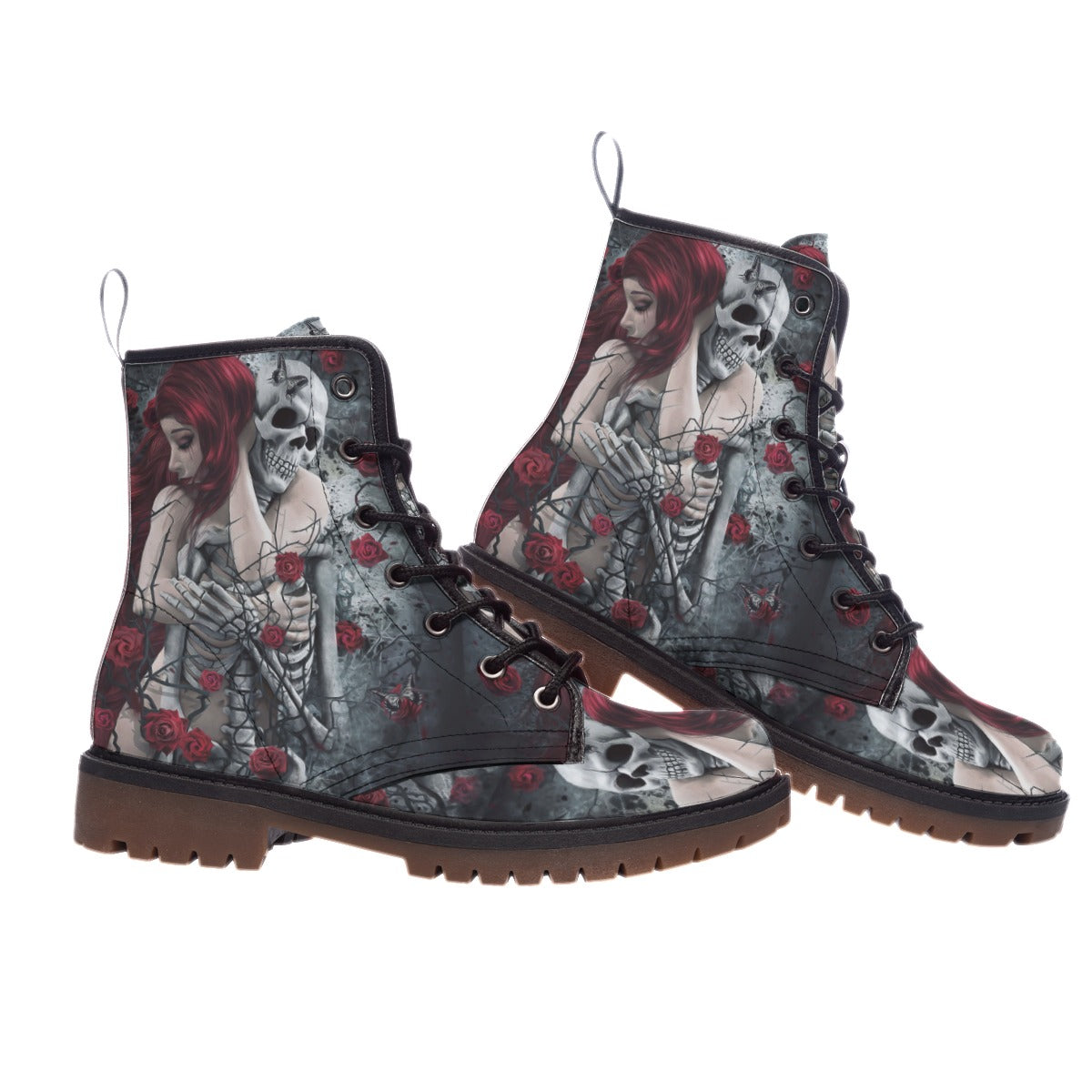 Skull lover men's women's boots shoes, grim reaper Halloween skeleton girls love boots shoes