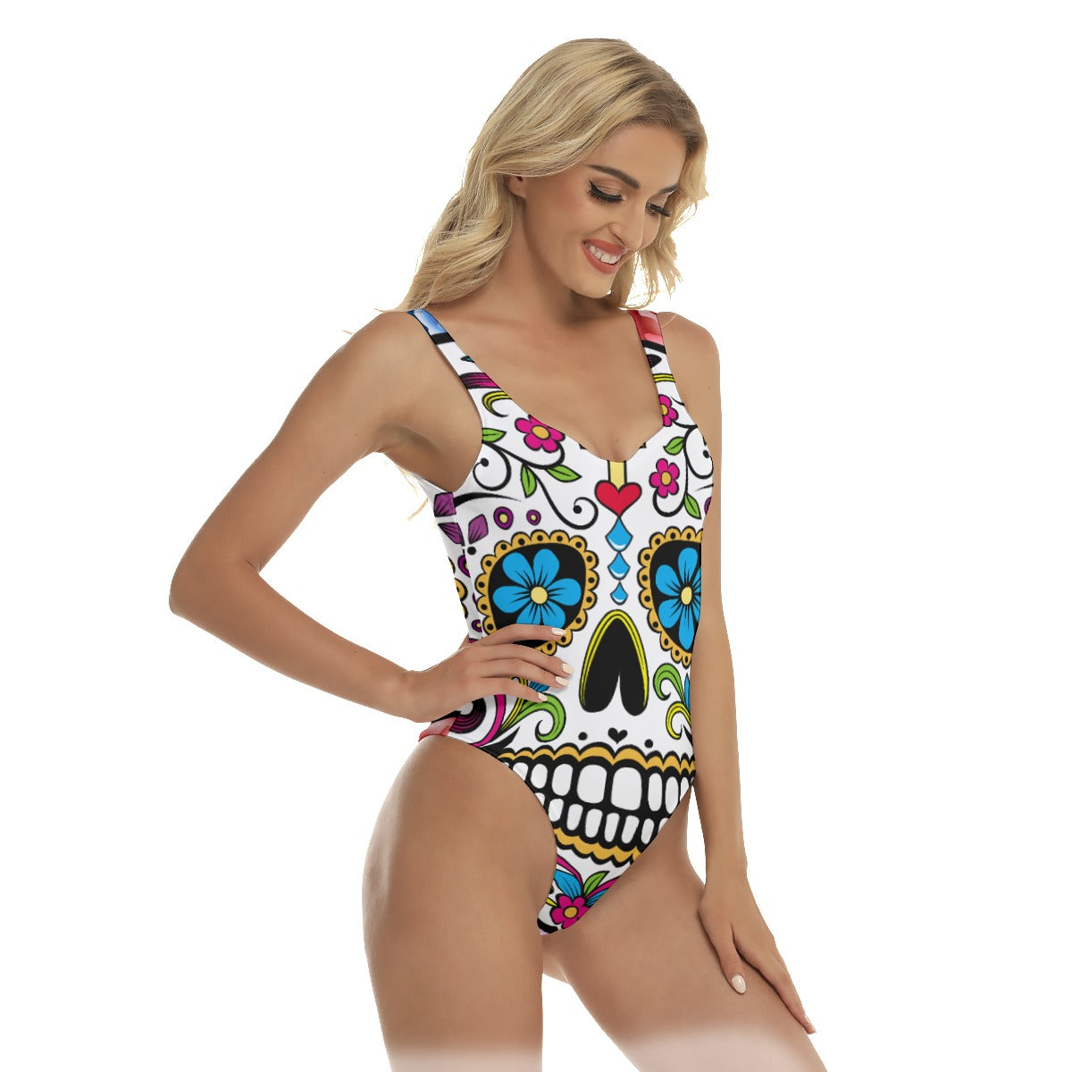 Dia de los muertos sugar skull Women's One-piece Swimsuit