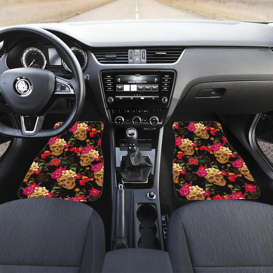 Gothic floral skull Mining Car Mats