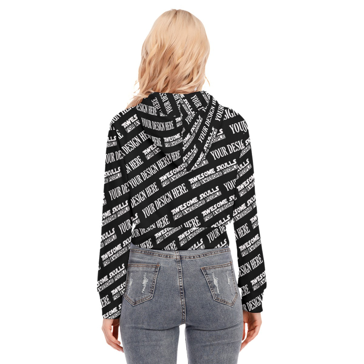 Custom print on demand pod Women's Hoodie Crop Top Hoodie With Zipper Closure