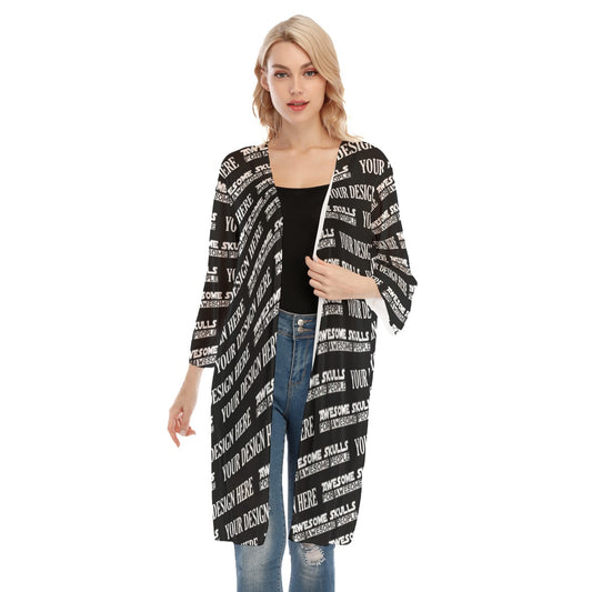 Custom Print on demand POD women's Knitwear & Cardigan V-neck Mesh Cardigan