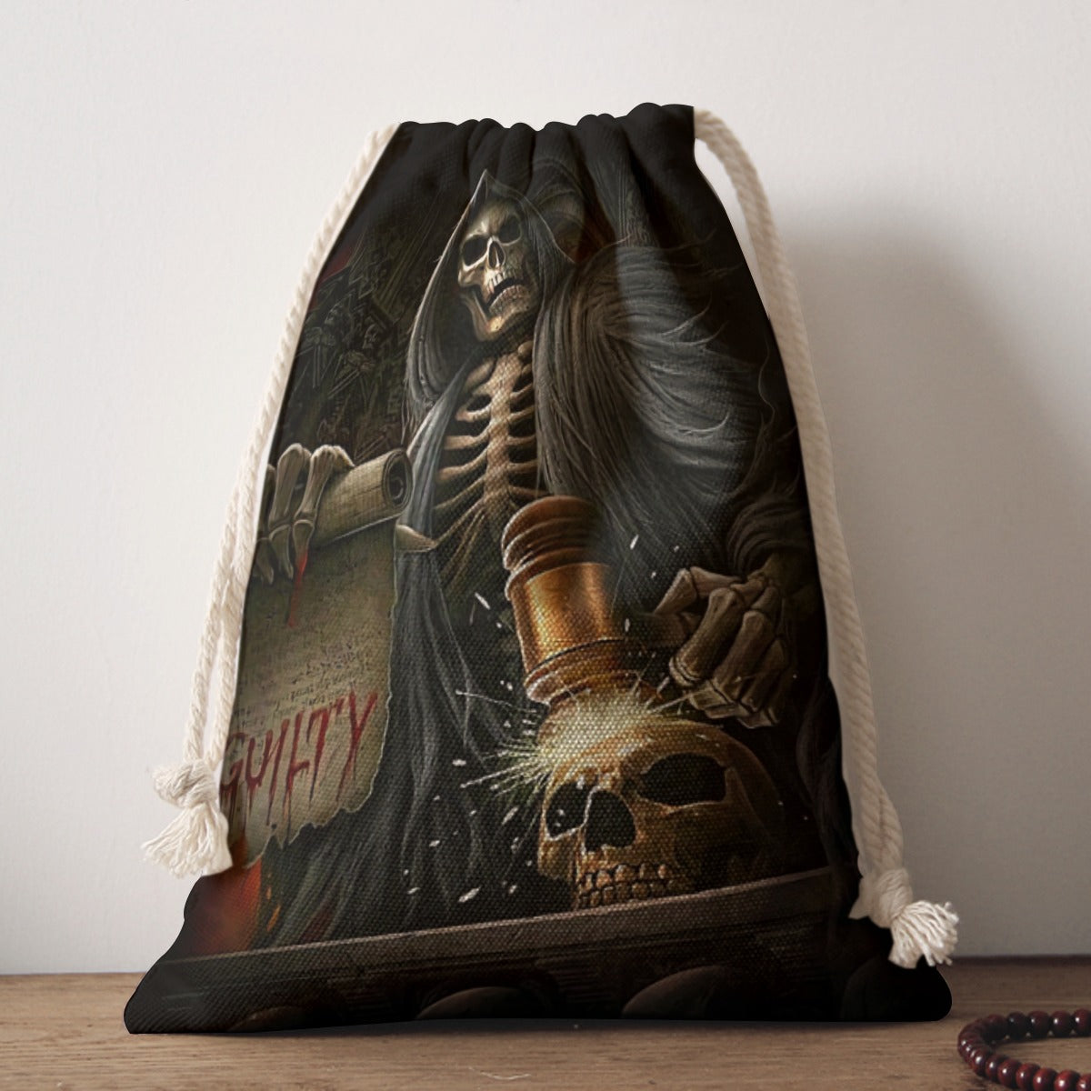 Grim reaper Drawstring Bag, Horror skull Halloween drawstring bag backpack