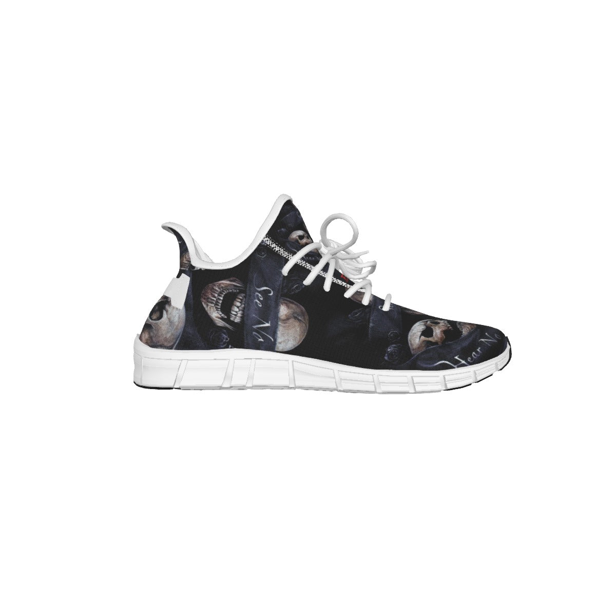 Gothic skull no see no hear no speak Halloween evils Light woven running shoes