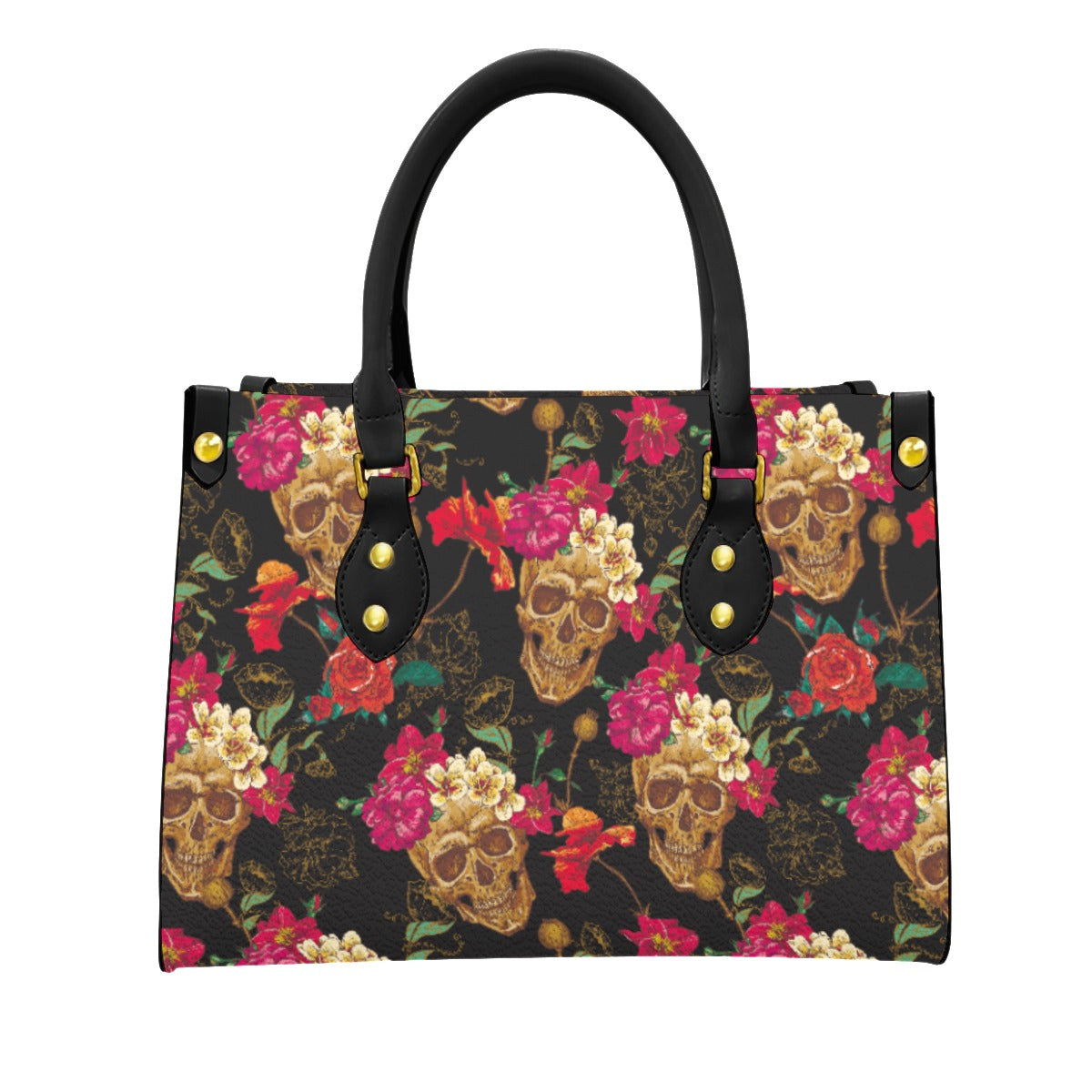 Floral skull Handbag, Sugar skull handbag, Halloween skeleton bag, gothic bag, skull women's bag