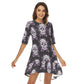 Day of the dead sugar skull Women's Half Sleeve Dress With Ruffle Hem