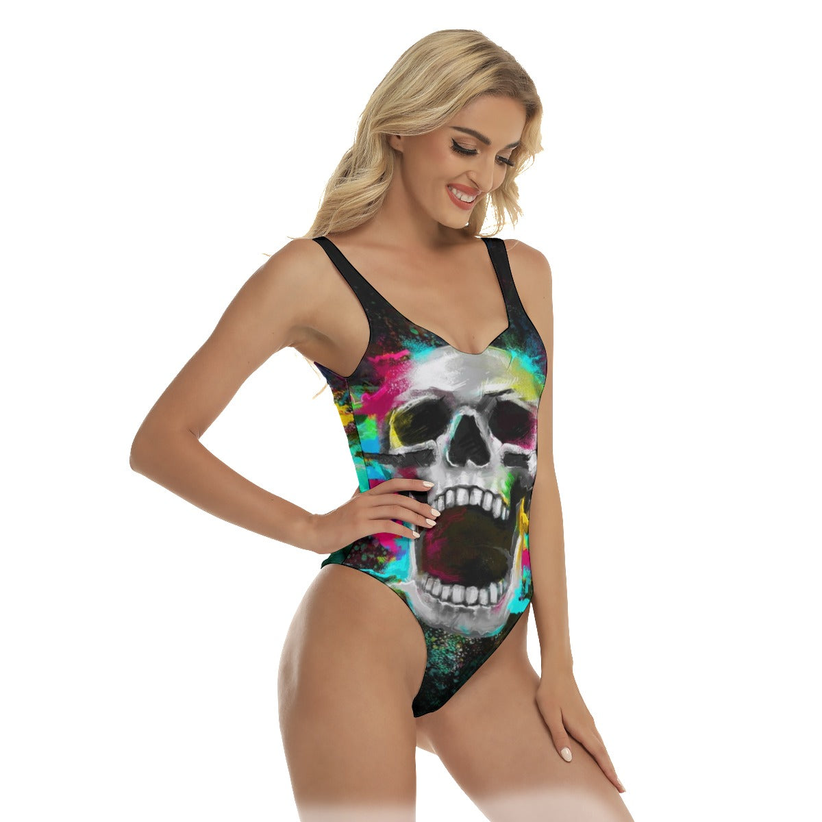 Grim reaper skull Women's One-piece Swimsuit, gothic skull swimsuit