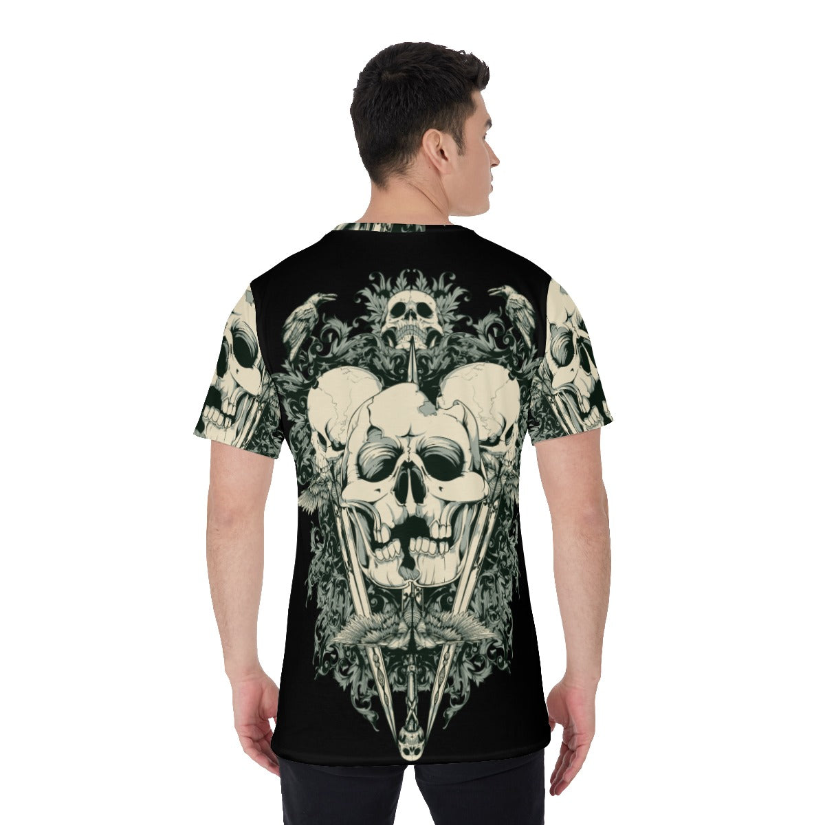 Skull evils Men's O-Neck T-Shirt, Gothic grim reaper Horror Halloween V-Neck t-shirt