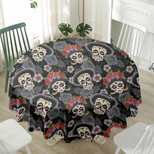 Dia de los muertos skull Waterproof tablecloth | Round 180(gsm)