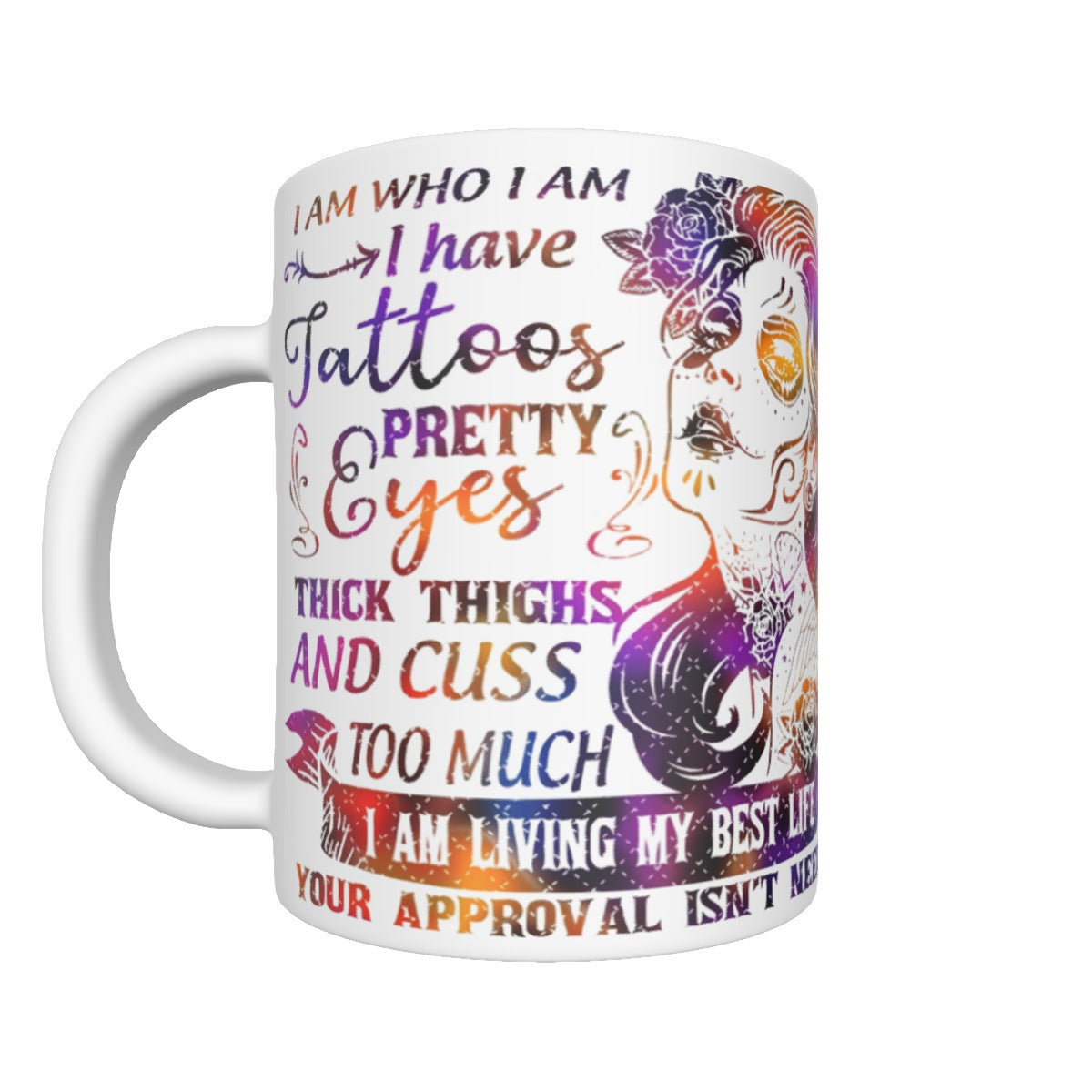 I am who I am sugar skull mug