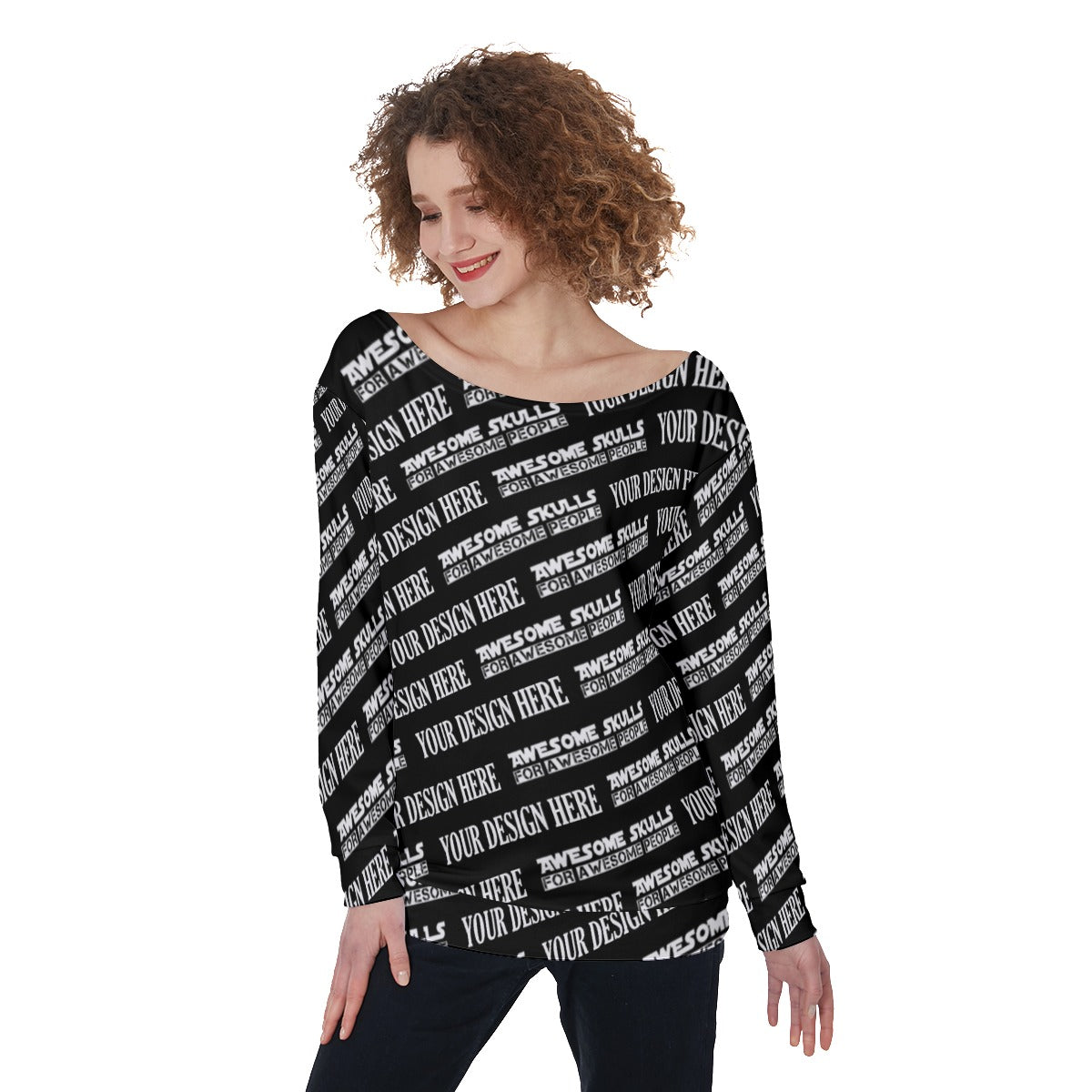 Custom print on demand pod Women's Hoodie Off-Shoulder Sweatshirt