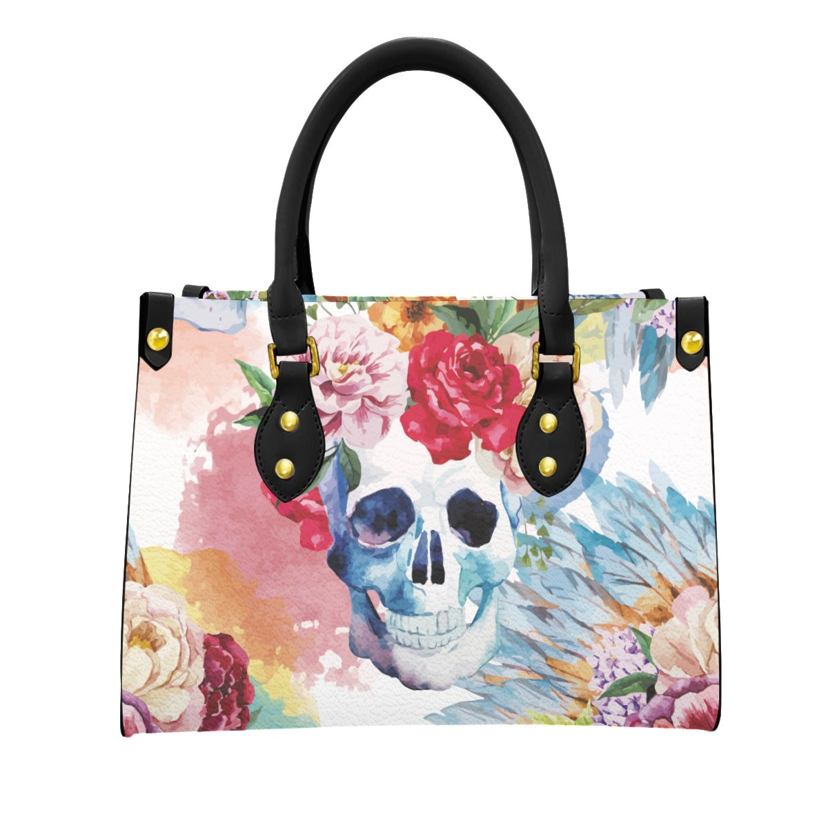 Floral skull Handbag, sugar skull handbag, sugar skull purse, Halloween handbag