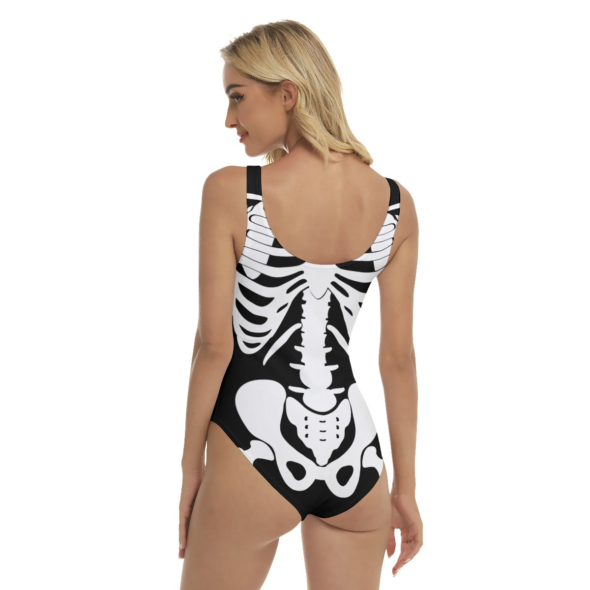 Halloween skull Women's One-piece Swimsuit, Gothic skeleton skull swimsuit