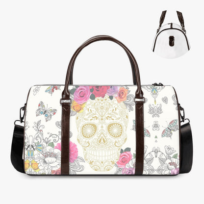 Candy skull Carry on Weekender Overnight Bag, floral sugar skull Overnight Bag, cinco de mayo skull large travel bag