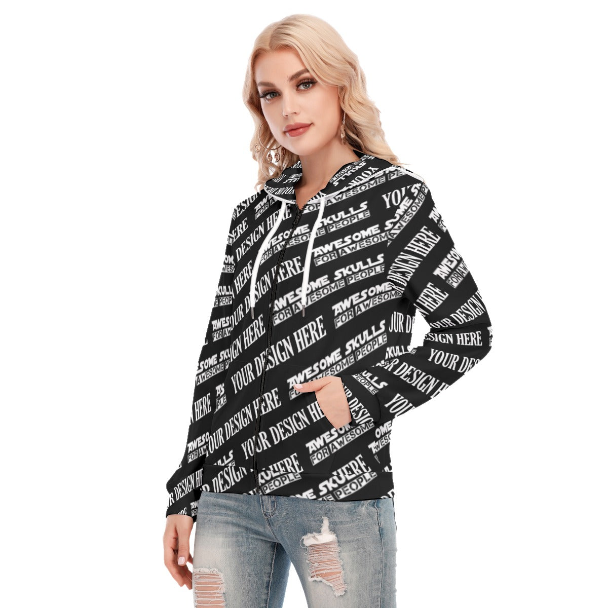 Custom print on demand pod Women's Hoodie With Zipper