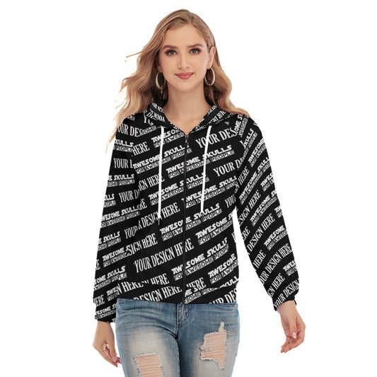 Custom print on demand pod Women's Hoodie Women's Raglan Sleeve Hoodie With Zipper Closure