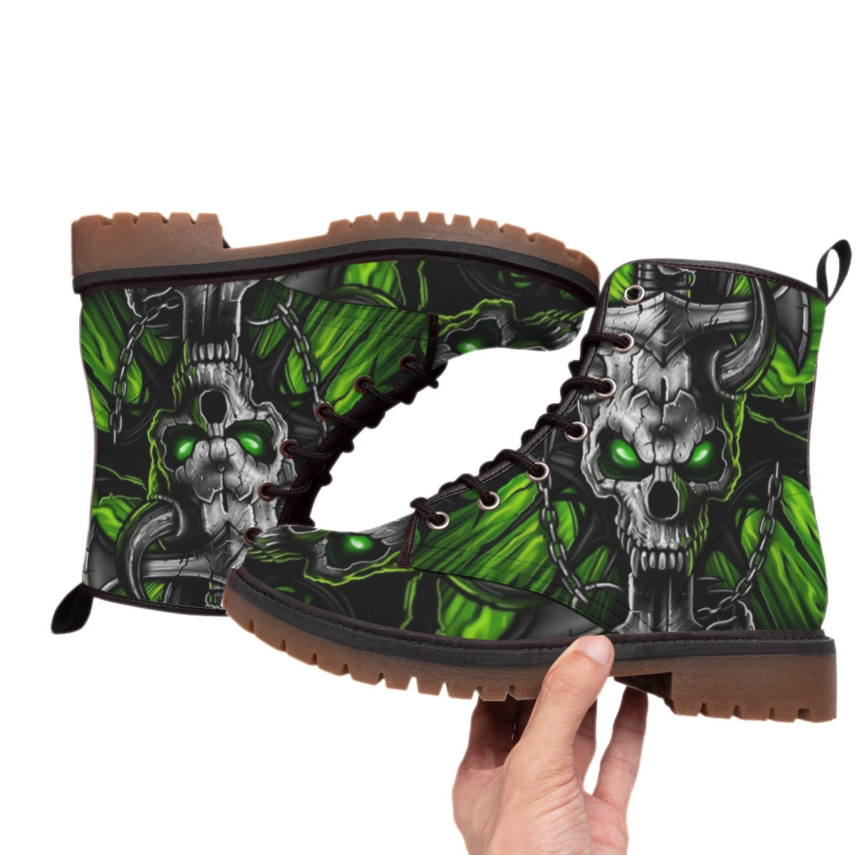 Dragon skull gothic men's women's boots, skeleton Halloween boots shoes for men women