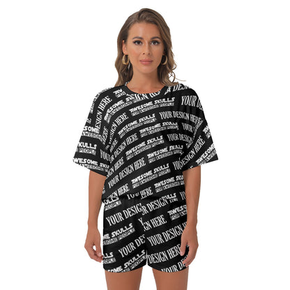 Custom Print on demand POD women's suit Off-Shoulder T-shirt Shorts Suit