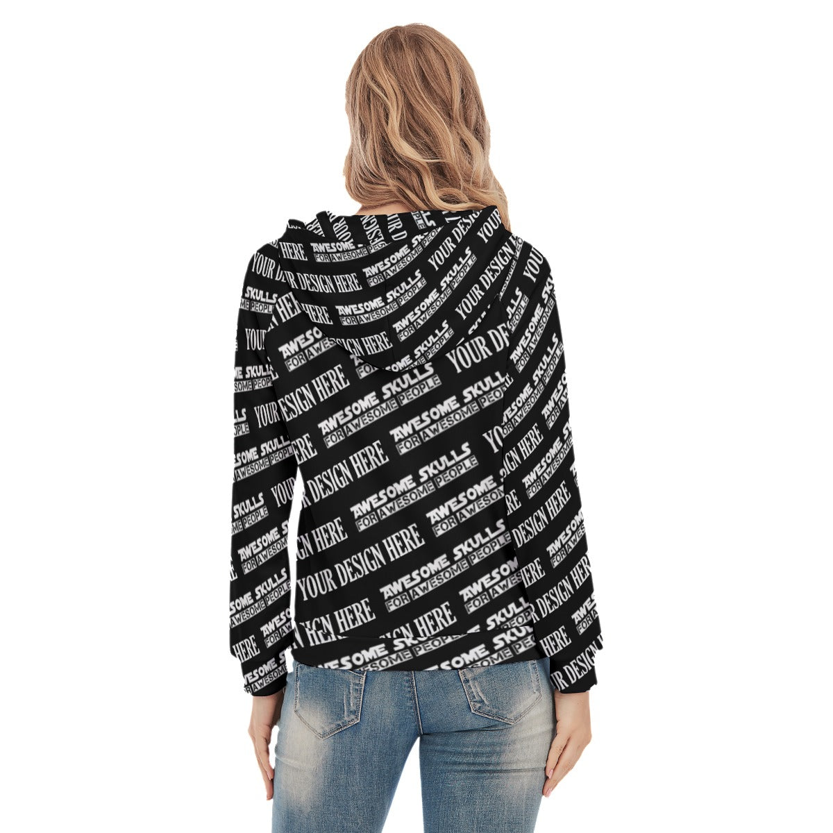 Custom print on demand pod Women's Hoodie Women's Raglan Sleeve Hoodie With Zipper Closure