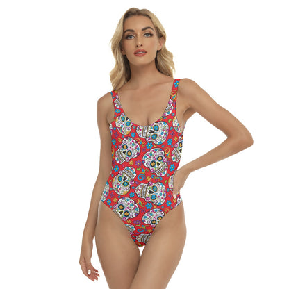 Sugar skull Day of the dead Women's One-piece Swimsuit, Dia de los muertos skull swimsuit