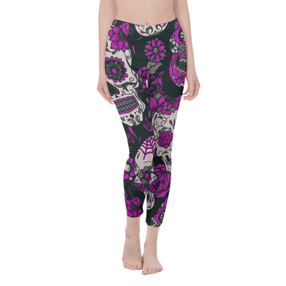 Purple sugar skull All-Over Print Casual Leggings