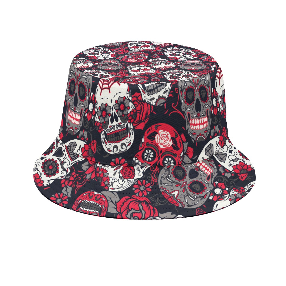 Day of the dead sugar skull Fisherman hat, Halloween skeleton skull hat