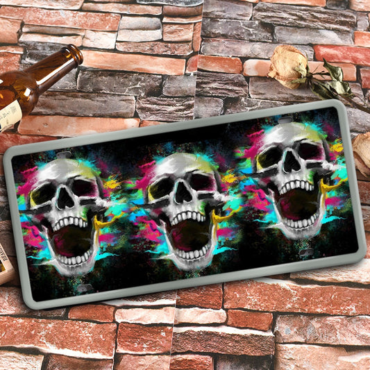 Skull gothic Halloween Vintage License Plate Decoration Painting, Grim reaper license plates