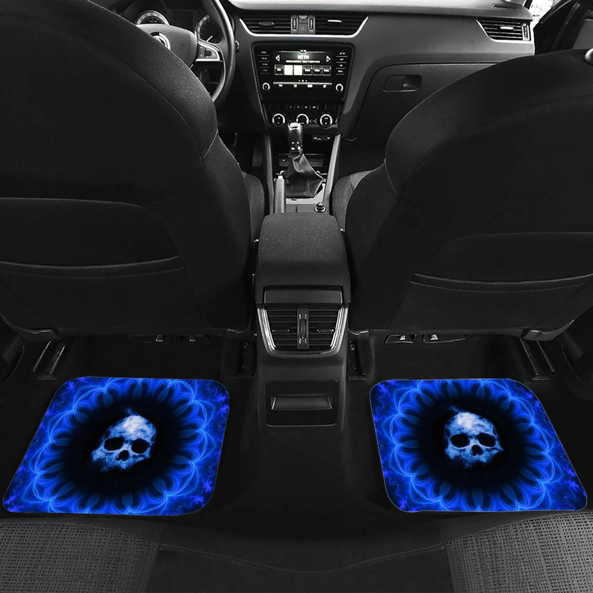 Gothic skull Car Mats, Flaming skull gothic car mat