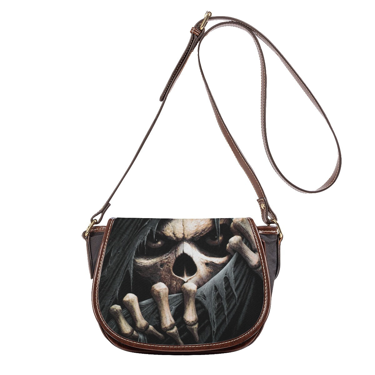 Gothic skeleton grim reaper Tambourin Bag, Horror Halloween skeleton bag purse
