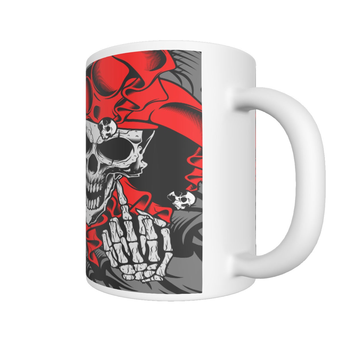 Red skull Ceramics mug, Gothic skeleton mug cup