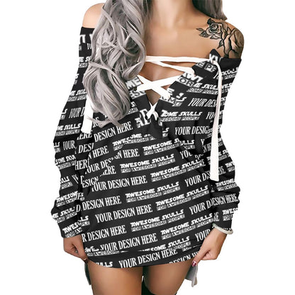 Custom print on demand pod Women's Hoodie Lace-Up Sweatshirt