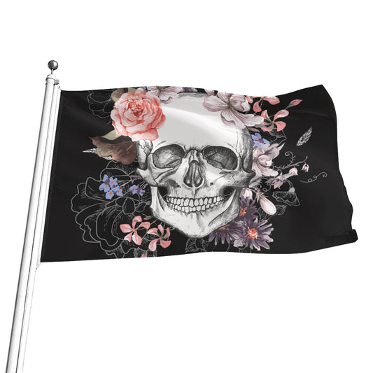 Floral skull Flag, Gothic skull Garden flag, Halloween flag