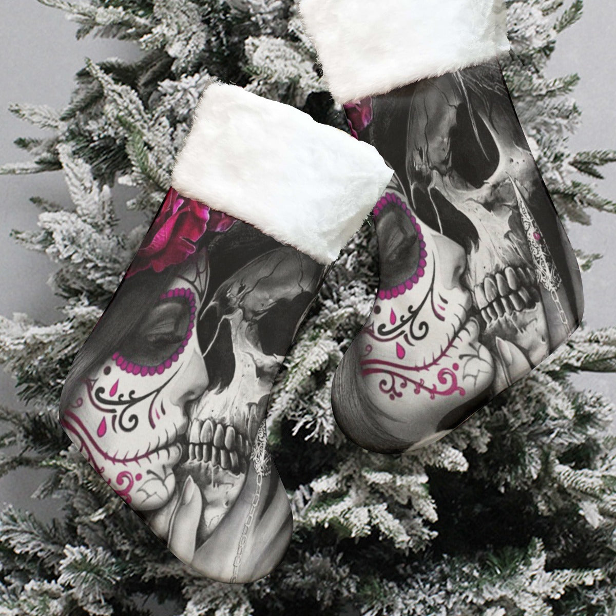 Sugar skull girl kiss Christmas Socks