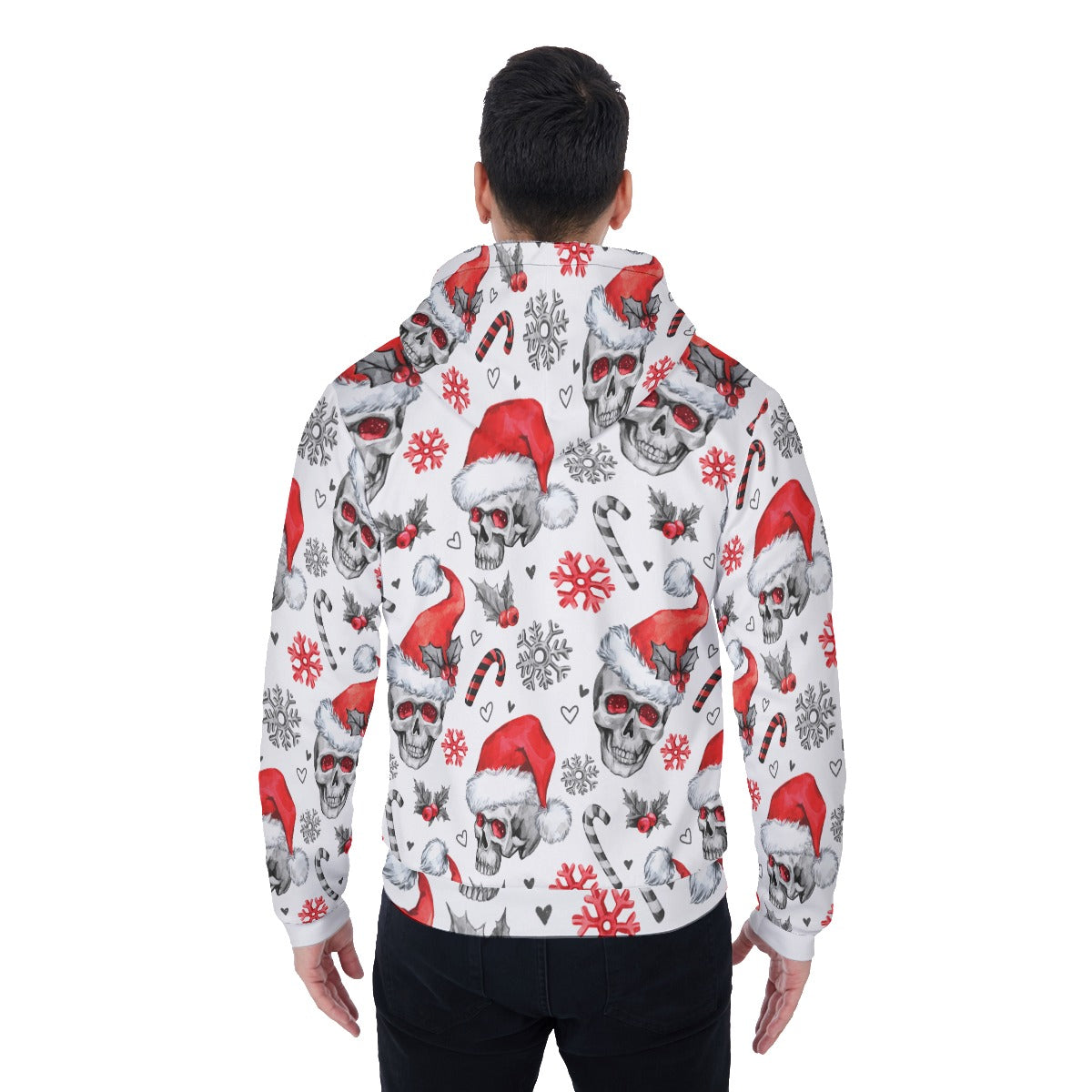 Christmas skull All-Over Print Men's Sherpa Fleece Zip Up Hoodie