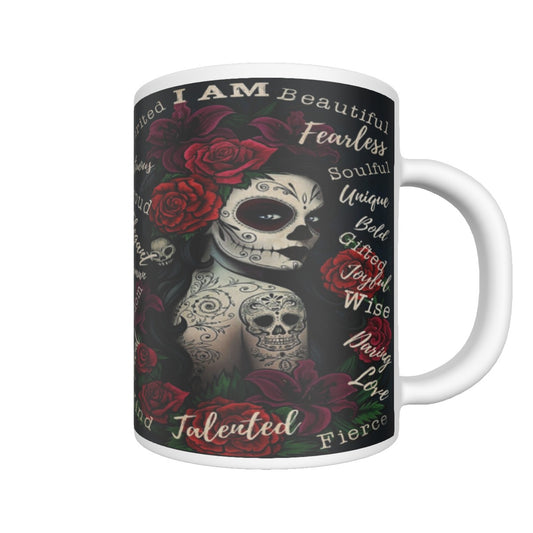 Sugar skull girl Ceramics mug, Day of the dead mug cup