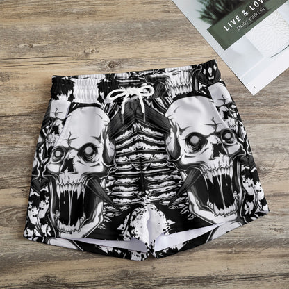 Gothic skeleton Women's Casual Shorts, Grim reaper skull shorts