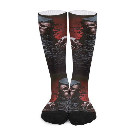 Grim reaper skull Unisex Long Socks, gothic skull halloween socks