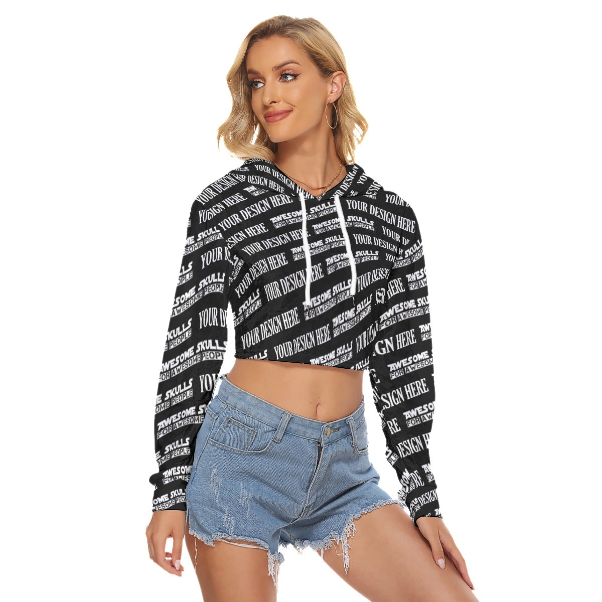 Custom print on demand pod Women's Hoodie Crop Top Hoodie|Velvet