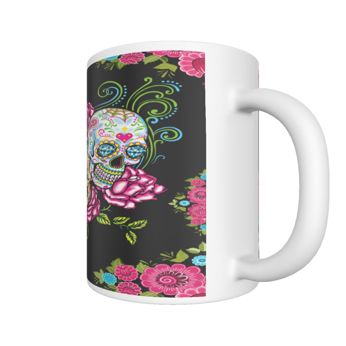 Sugar skull Ceramics mug, Dia de los muertos tumbler