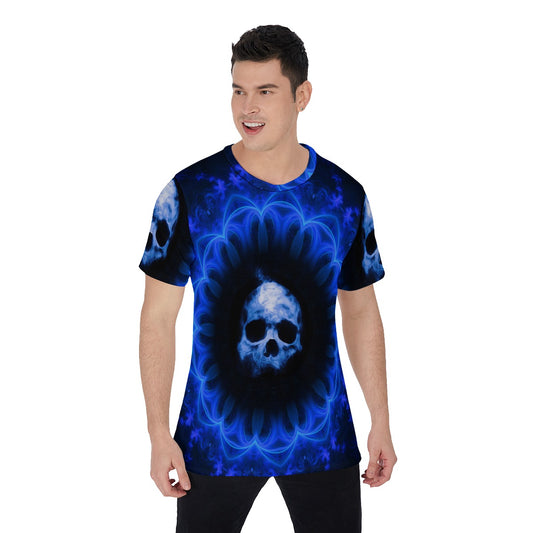 Flaming skull Men's O-Neck T-Shirt, Gothic Grim reaper skull T-Shirt