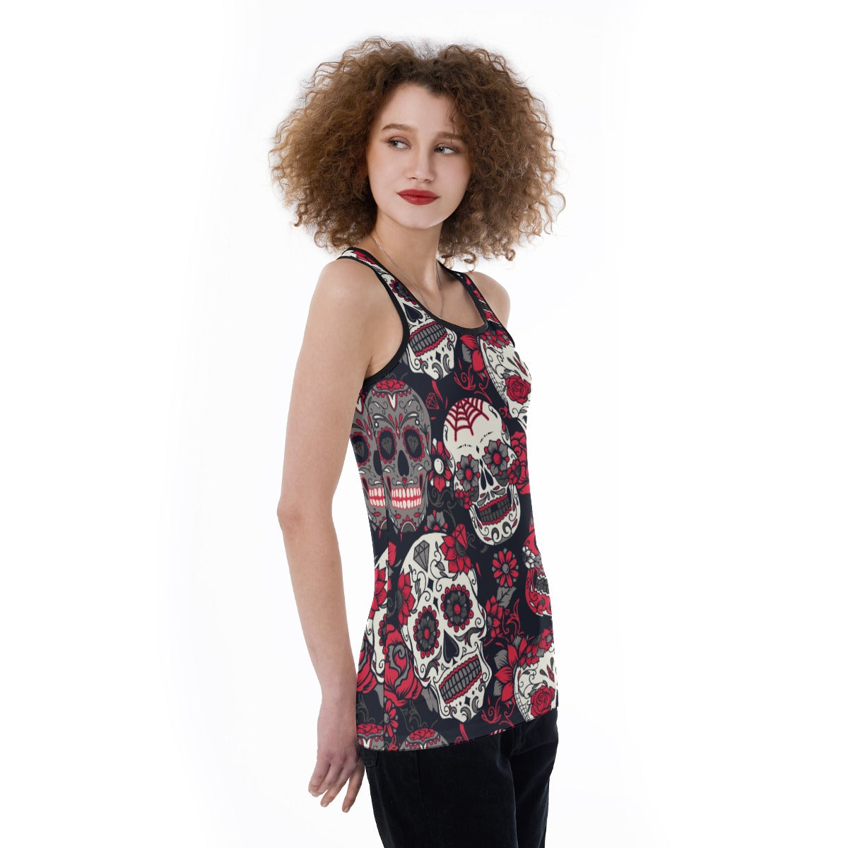 Sugar skull All-Over Print Women's Back Hollow Tank Top