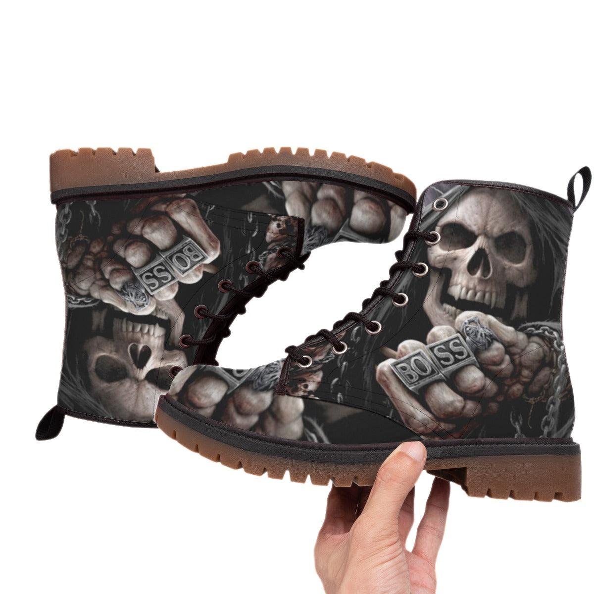 BOSS grim reaper skull men's women's Boots, Gothic skeleton boots shoes for men women