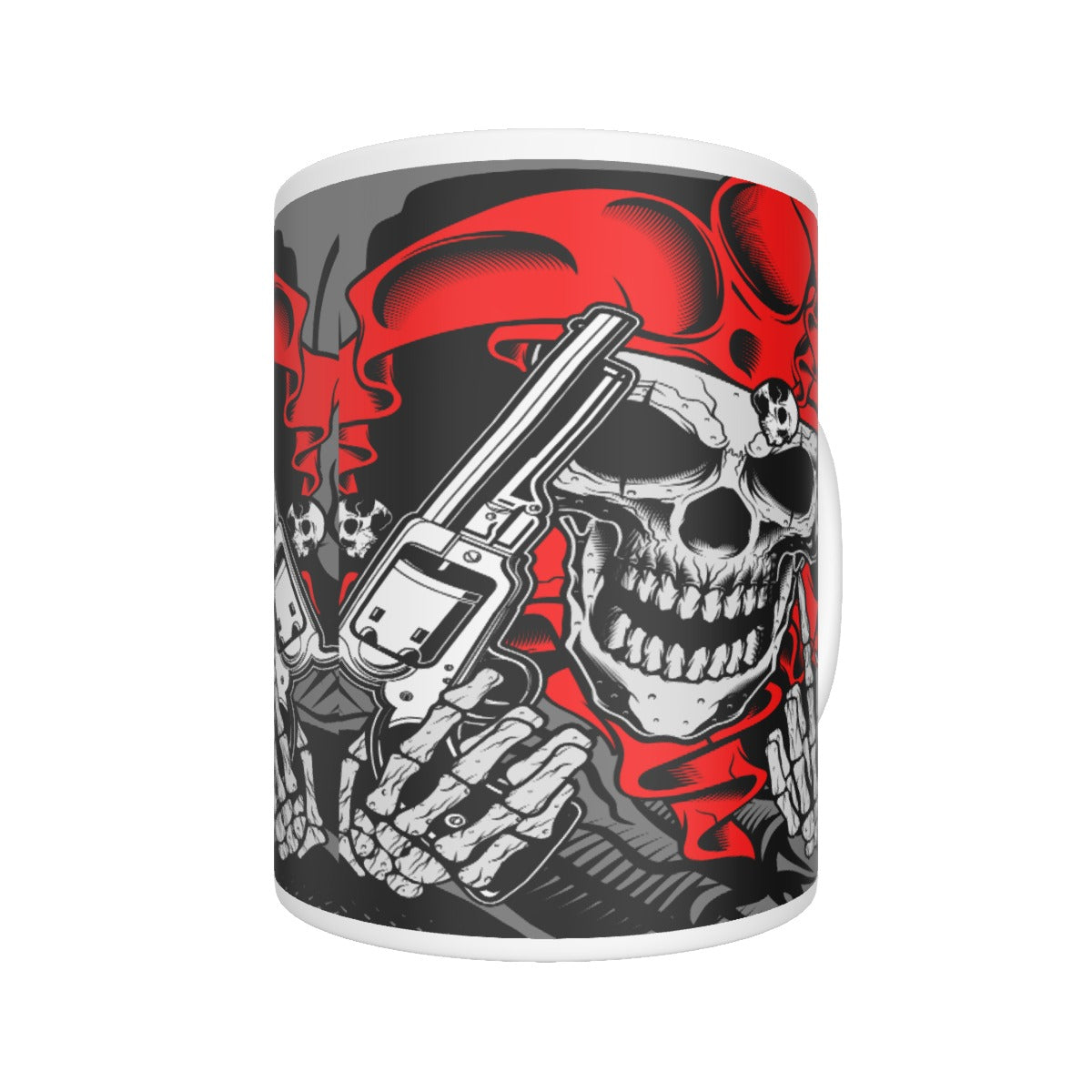 Red skull Ceramics mug, Gothic skeleton mug cup